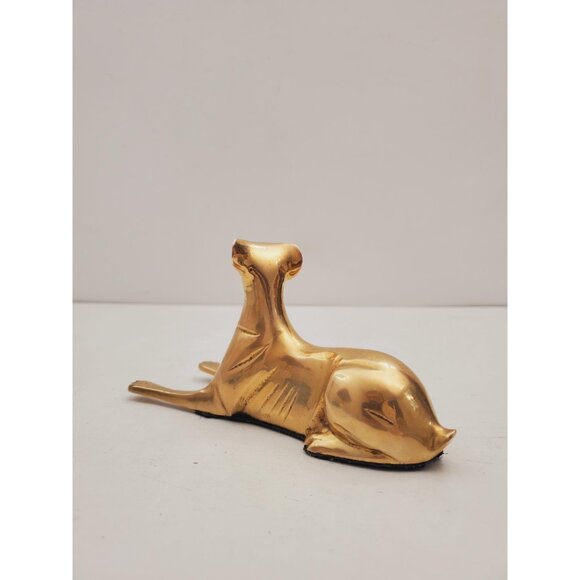 6.5" Vintage Brass Dog | Modernist Brass Greyhound Figurine | Mid Century - Picture 6 of 10